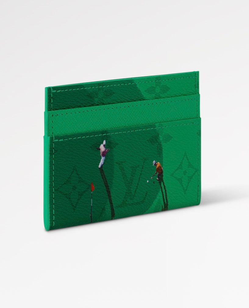 LV Monogram Double Card Holder Golf Green