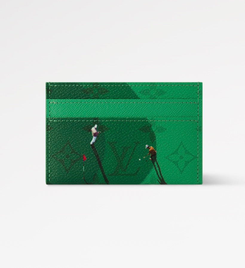 LV Monogram Double Card Holder Golf Green