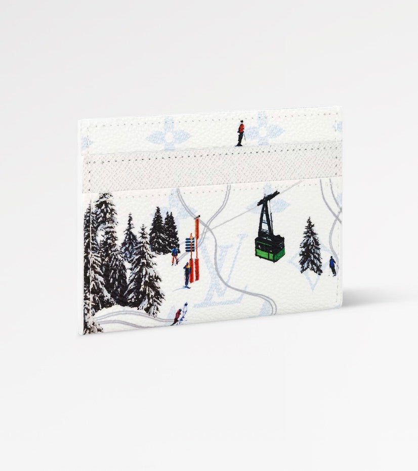 LV Monogram Double Card Holder Ski White