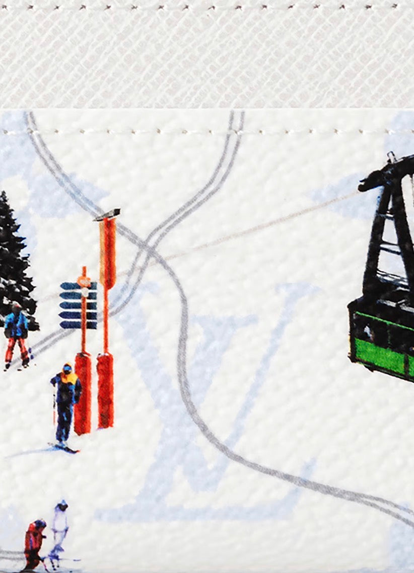 LV Monogram Double Card Holder Ski White