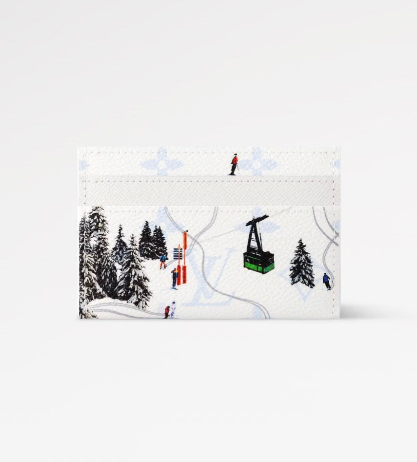 LV Monogram Double Card Holder Ski White