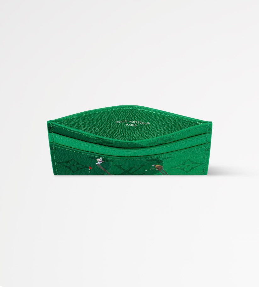 LV Monogram Double Card Holder Golf Green