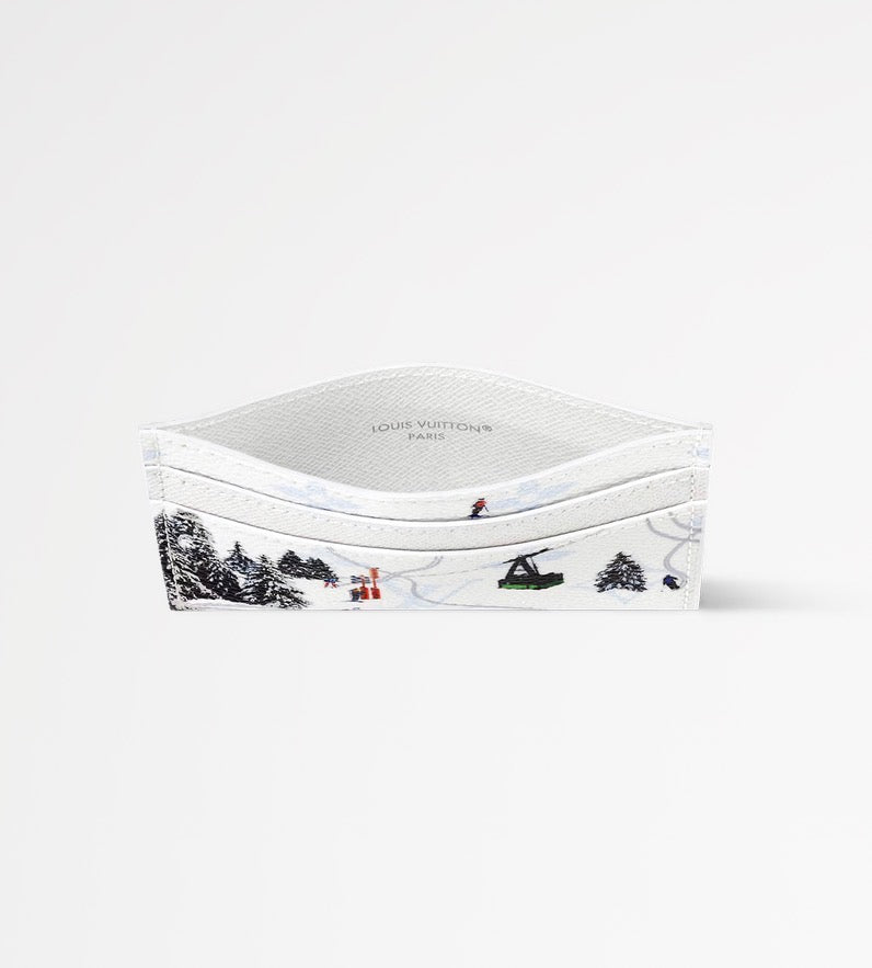 LV Monogram Double Card Holder Ski White